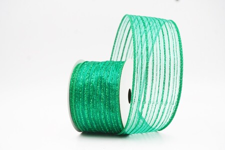 Green Metallic Sheer Fine Pinstripe Ribbon_KW0456GC-3-49